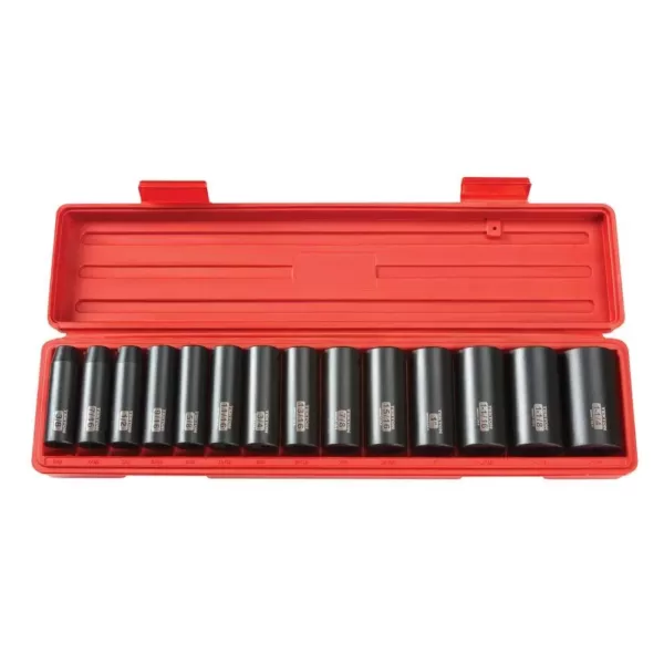 TEKTON 1/2 in. Drive 3/8 - 1-1/4 in. 12-Point Deep Impact Socket Set (14-Piece)