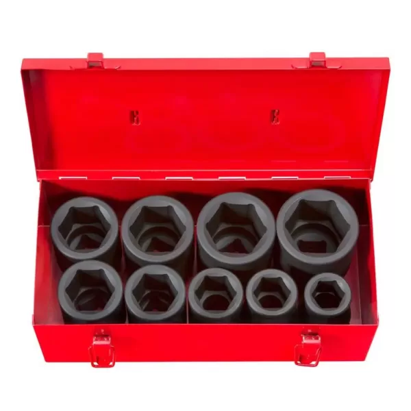 TEKTON 1 in. Drive 1-2 in. 6-Point Deep Impact Socket Set (9-Piece)