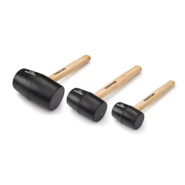 TEKTON 8, 16, 32 oz. Wood Handle Rubber Mallet Set (3-Piece)