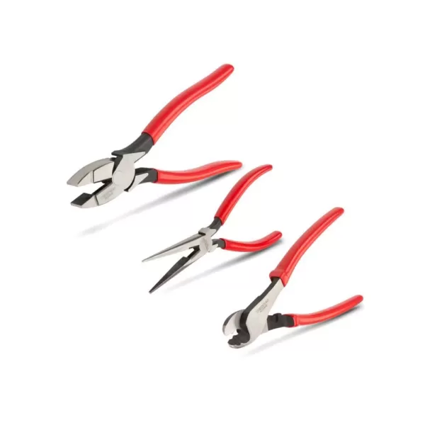 TEKTON Cable Cutting, Linemans, Long Nose Pliers Set (3-Piece)