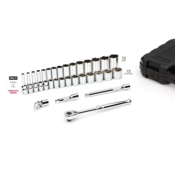 TEKTON 3/8 in. Drive 6-Point Socket & Ratchet Set, 35-Piece (1/4-1 in.)