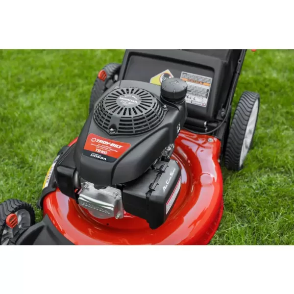 Troy-Bilt 21 in. 160 cc Honda Gas Walk Behind Push Mower with High Rear Wheels and 3-in-1 Cutting TriAction Cutting System