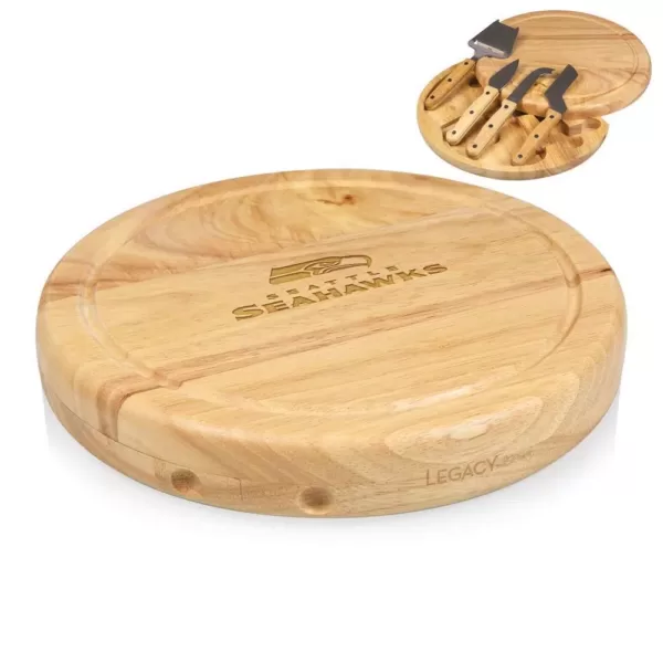 TOSCANA Seattle Seahawks Circo Wood Cheese Board Set with Tools