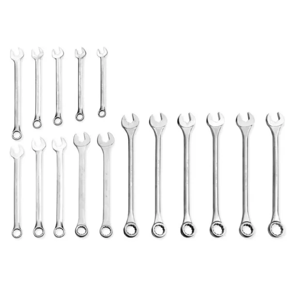 URREA 12-Point Combination Chrome Wrench Set (16-Piece)