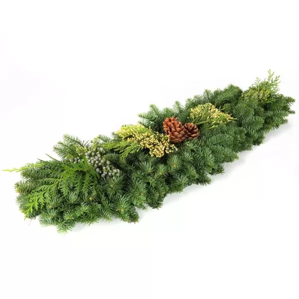 VAN ZYVERDEN 4 ft. Live Fresh Cut Pacific Northwest Classic Garland Holiday Mantel Arrangement