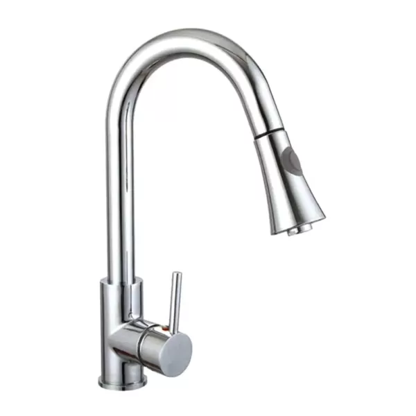 Vanity Art 9.06 in. Single-Handle Pull-Down Sprayer Kitchen Faucet in Chrome