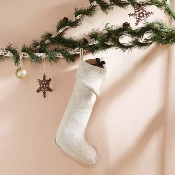 VHC Brands 20 in. Cotton Creme Nowell Farmhouse Christmas Decor Stocking