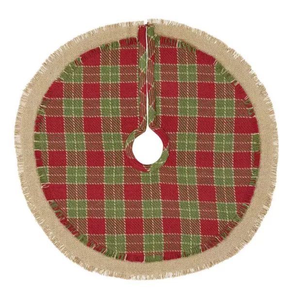 VHC Brands 21 in. Robert Barn Red Rustic Christmas Decor Mini Tree Skirt