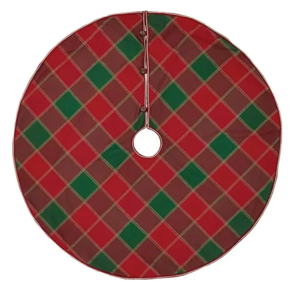 VHC Brands 48 in. Tristan Cherry Red Traditional Christmas Decor Tree Skirt