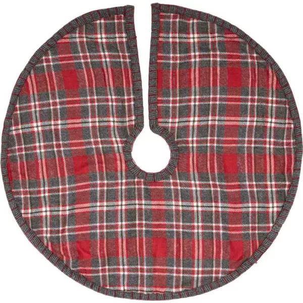 VHC Brands 21 in. Anderson Cherry Red Rustic Christmas Decor Plaid Mini Tree Skirt