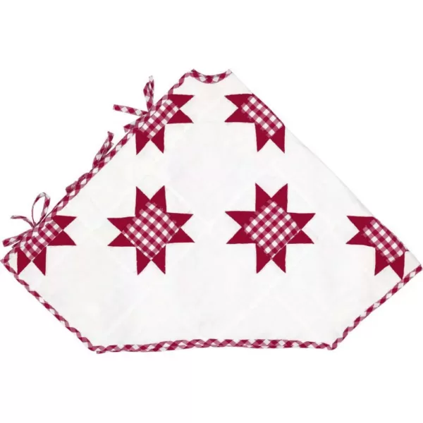 VHC Brands 60 in. Red Emmie Farmhouse Christmas Decor Patchwork Tree Skirt