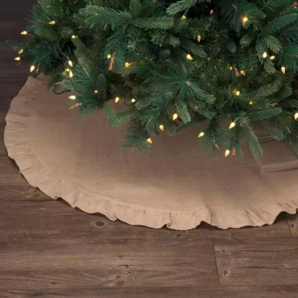 VHC Brands 48 in. Jute Burlap Natural Tan Holiday Rustic and Lodge Decor Tree Skirt