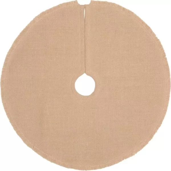 VHC Brands 21 in. Jute Burlap Poinsettia Natural Tan Holiday Decor Tree Skirt