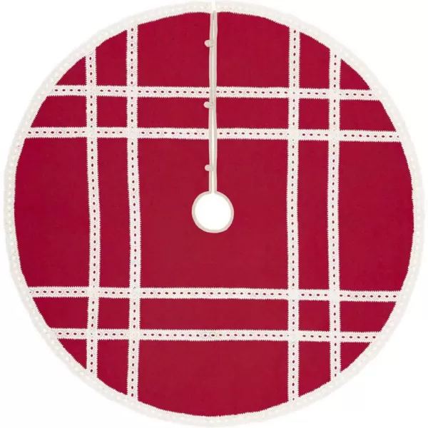 VHC Brands 55 in. Red Margot Farmhouse Christmas Decor Tree Skirt