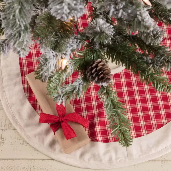 VHC Brands 21 in. Red Plaid Christmas Farmhouse Decor Tree Skirt