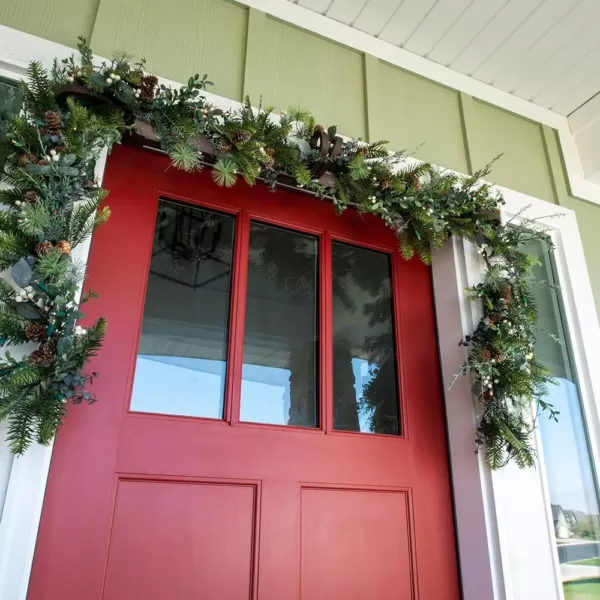 Village Lighting Company 9 ft. Pre-Lit LED Rustic White Berry Garland