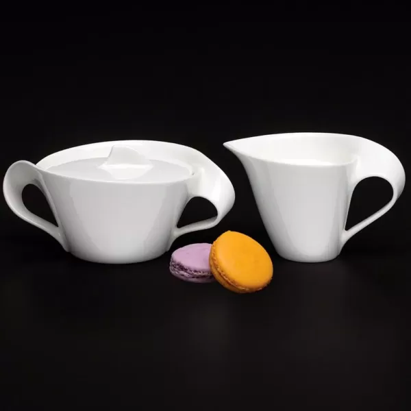 Villeroy & Boch New Wave 2-Piece White Porcelain Sugar and Creamer Set