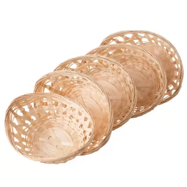 Vintiquewise Natural Bamboo Oval Storage Bread Basket Storage Display Trays (Set of 5)