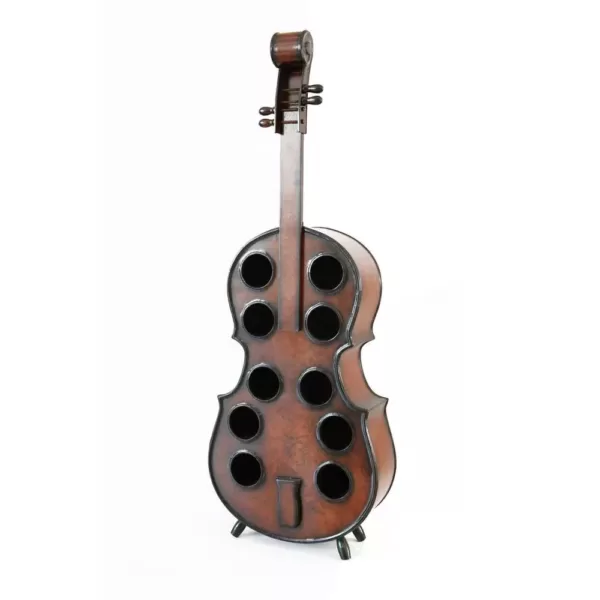 Vintiquewise Decorative 10 Bottle Wooden Cello Shaped Wine Rack 53 in. Floor Violin