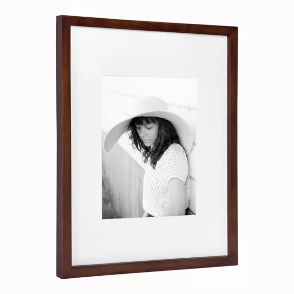 DesignOvation Gallery 13 in. x 16 in. matted to 8 in. x 10 in. Walnut Brown Picture Frame