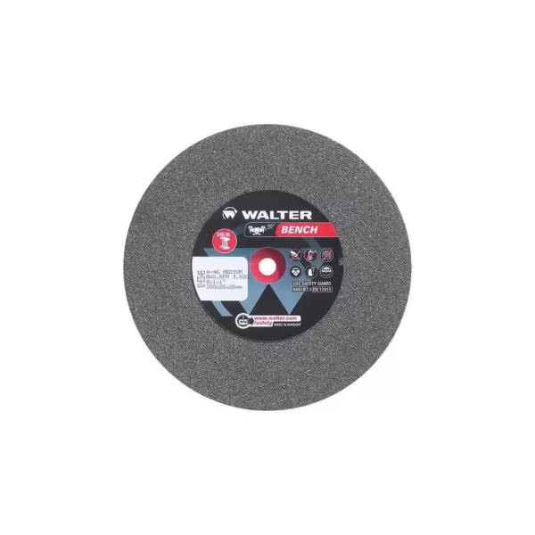 WALTER SURFACE TECHNOLOGIES 8 in. x 1 in. Arbor x 1 in. GR 46 Medium Bench Grinding Wheels