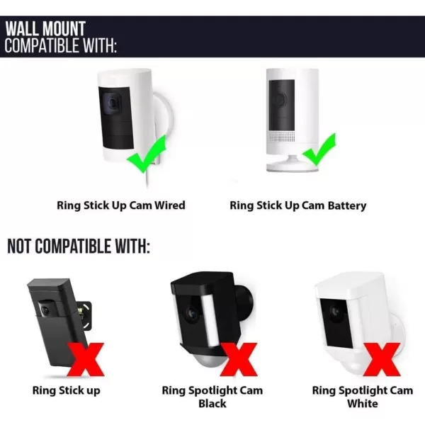 Wasserstein Weatherproof Gutter Mount Compatible with Ring Stick Up Cam Battery and Ring Stick Up Cam Wired (Black)