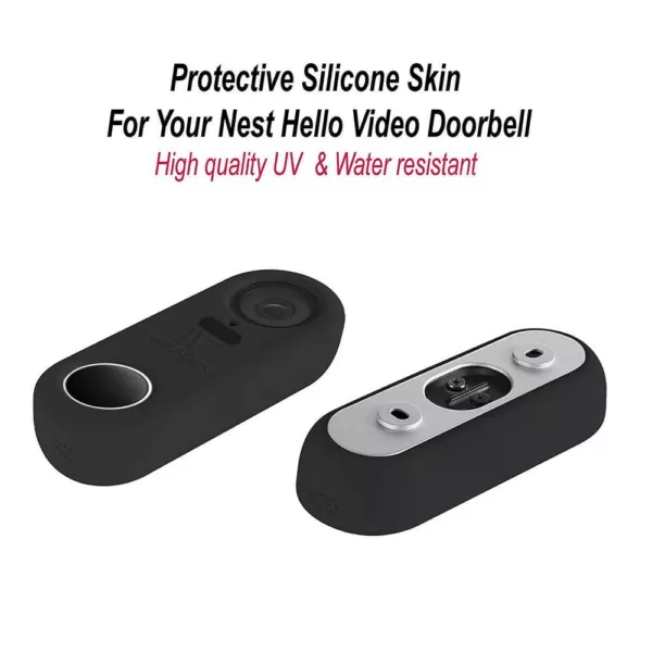 Wasserstein Black Protective Silicone Skin Compatible with Google Nest Hello Video Doorbell - Extra-Layer of Protection