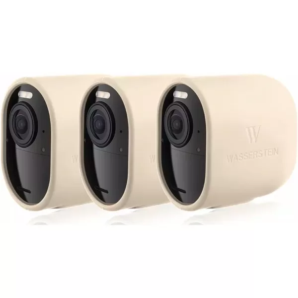 Wasserstein Arlo Ultra/Ultra 2 and Pro 3/Pro 4 Protective Silicone Skins - Accessorize and Protect Your Arlo Camera (3-Pack, Beige)