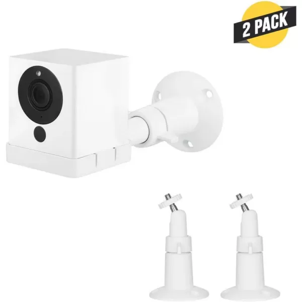 Wasserstein Adjustable Metal Mount with Universal Screw for Wyze Cam - Extra Flexibility for Your Wyze Cam in White (2-Pack)