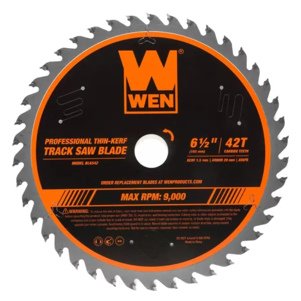 WEN 6.5 in. 42-Tooth Carbide-Tipped Thin-Kerf Professional ATAFR Track Saw Blade