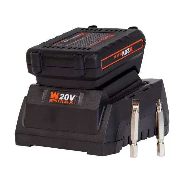 WEN 20-Volt MAX Lithium-Ion Cordless 1/4-In. Impact Driver with Battery Bits Charger and Carrying Bag