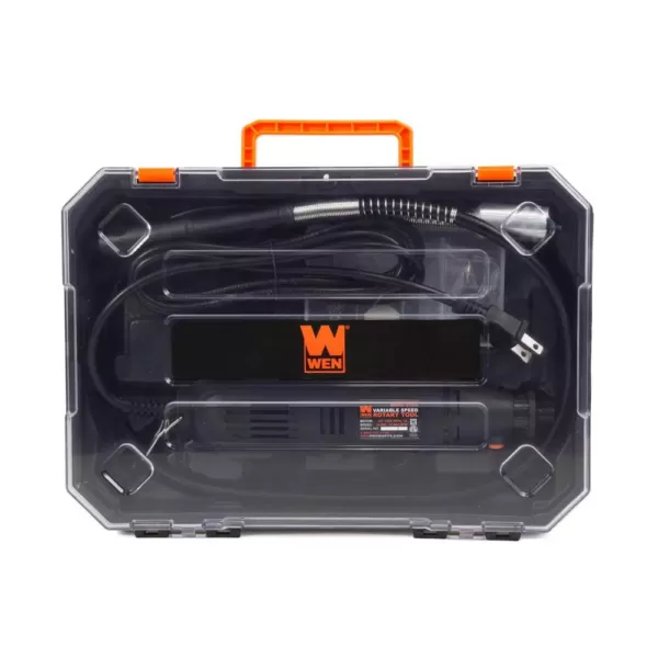 WEN 1 Amp Variable Speed Rotary Tool with 100+ Accessories, Carrying Case and Flex Shaft