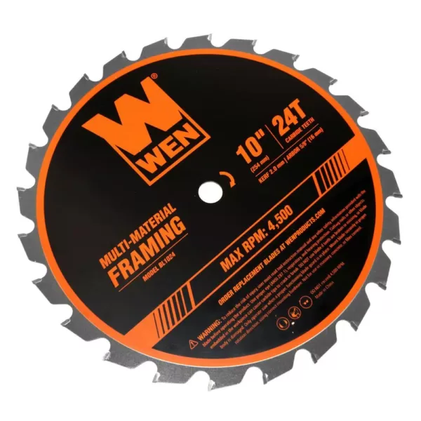 WEN 10 in. 24-Tooth Carbide-Tipped Professional Multi-Material Framing Saw Blade