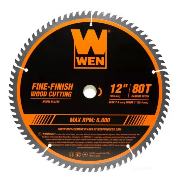 WEN 12 in. 32-Tooth and 80-Tooth Carbide-Tipped Professional Woodworking Saw Blade Set (2-Pack)