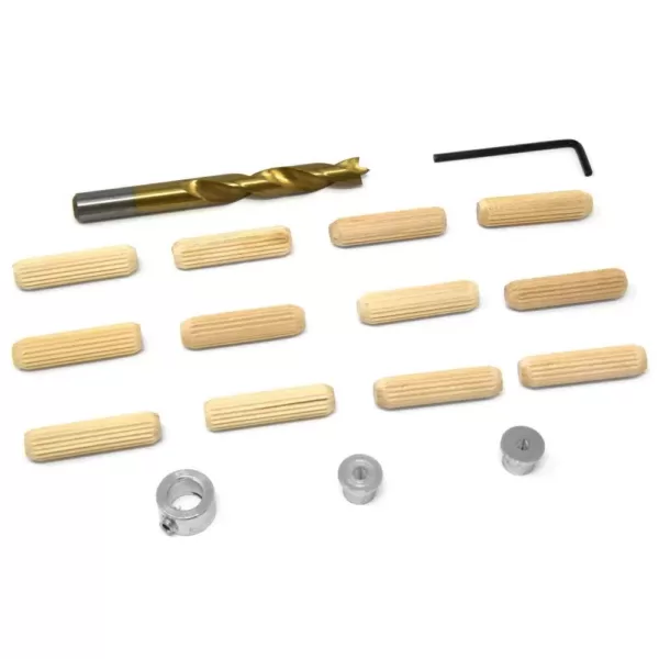 WEN 3/8 in. Wooden Doweling Kit with Drill Bit, Stop Collar and Fluted Birch Wood Dowels