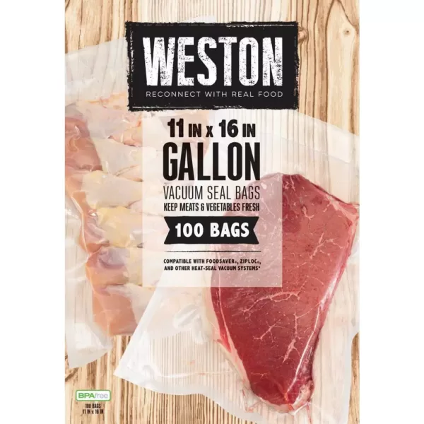 Weston 11 in. x 16 in. Gallon Vacuum Sealer Bags (100-Count)