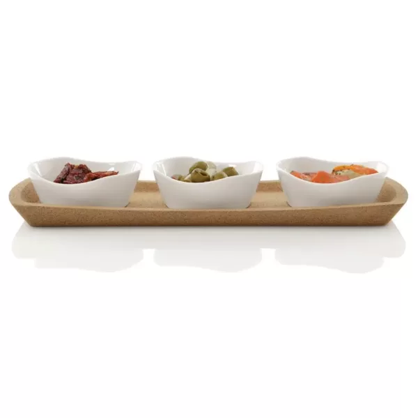 BergHOFF Eclipse 4-Piece Porcelain Snack Bowl Set with Tray