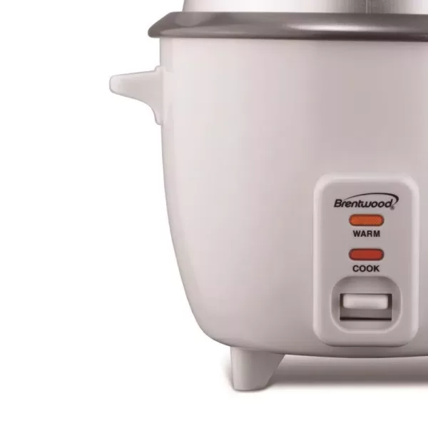 Brentwood Appliances 5-Cup White Rice Cooker with Food Steamer