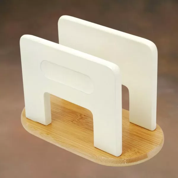 Creative Home Stained in Off White Natural Bamboo Napkin Holder Table Tissue Holder Kitchen Towel Dispenser