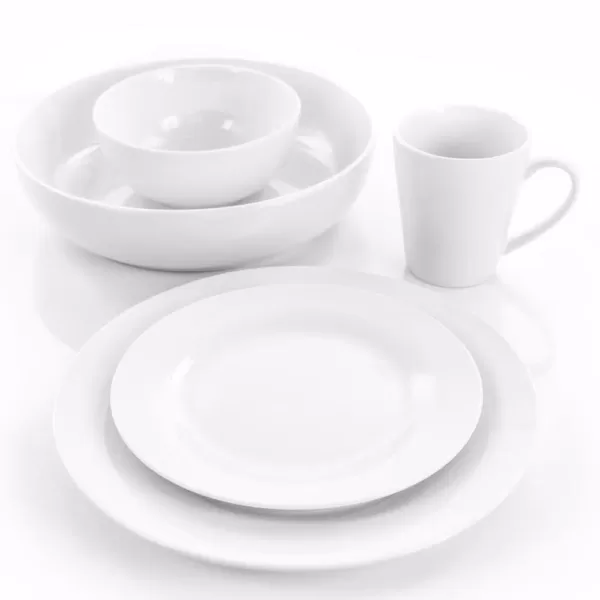 Elama 18-Piece Carey Round White Porcelain Dinnerware Set (Service for 4)