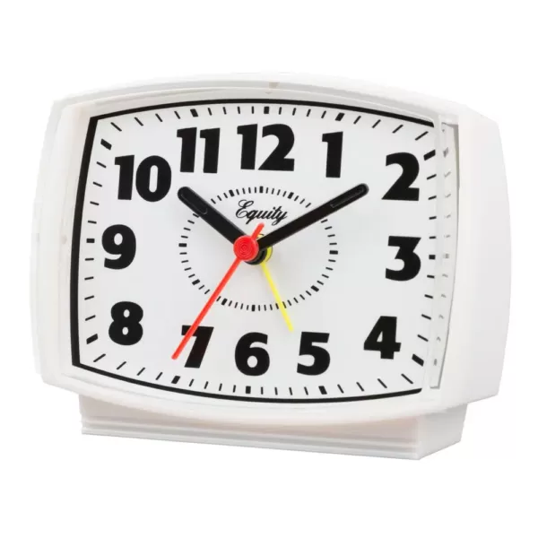 Equity by La Crosse 3 in. Tall Electrical Analog White Alarm Clock with backlight