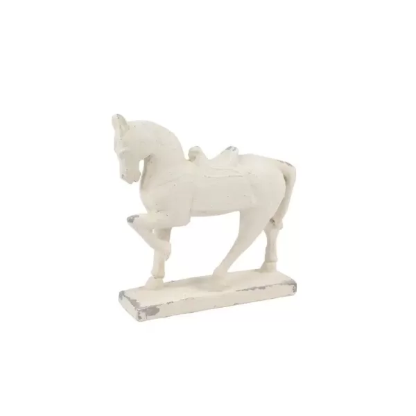 LITTON LANE Large Distressed White Horse Sculpture Shelf Decor