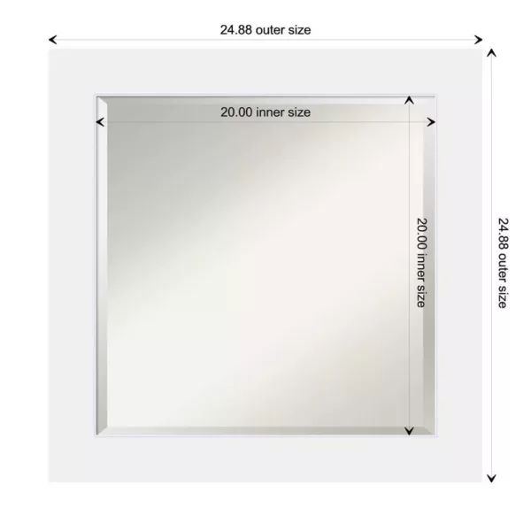 Amanti Art Corvino 25 in. W x 25 in. H Framed Square Beveled Edge Bathroom Vanity Mirror in White Matte