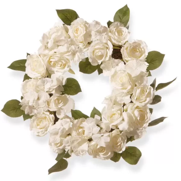 National Tree Company 16 in. White Rose Wreath