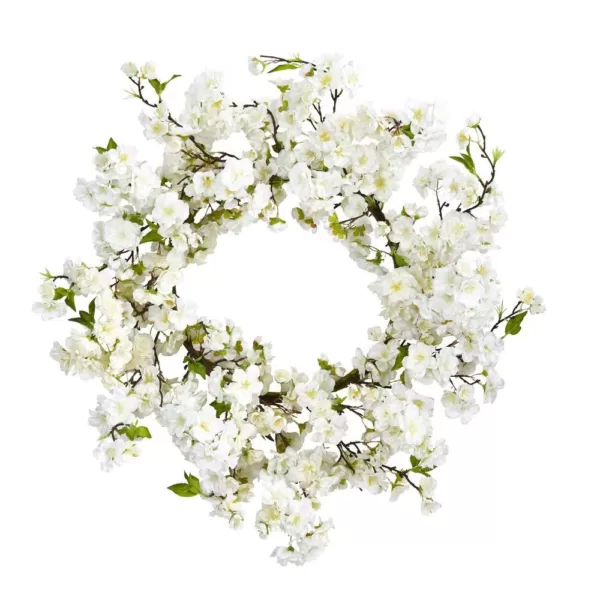 Nearly Natural 24 in. Cherry Blossom Wreath