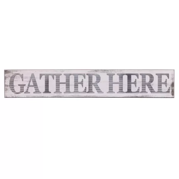 Pinnacle 6 in. x 36 in. Gather Here Rustic Wood Wall Art