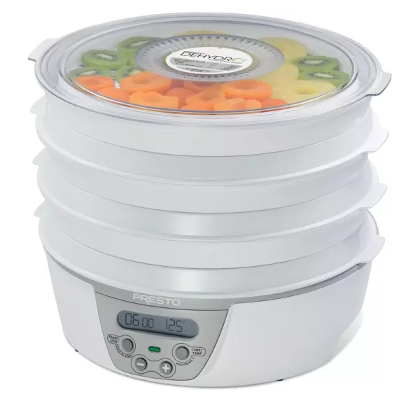 Presto Dehydro 6 Tray White Digital Electric Food Dehydrator with Digital Thermostat and Timer