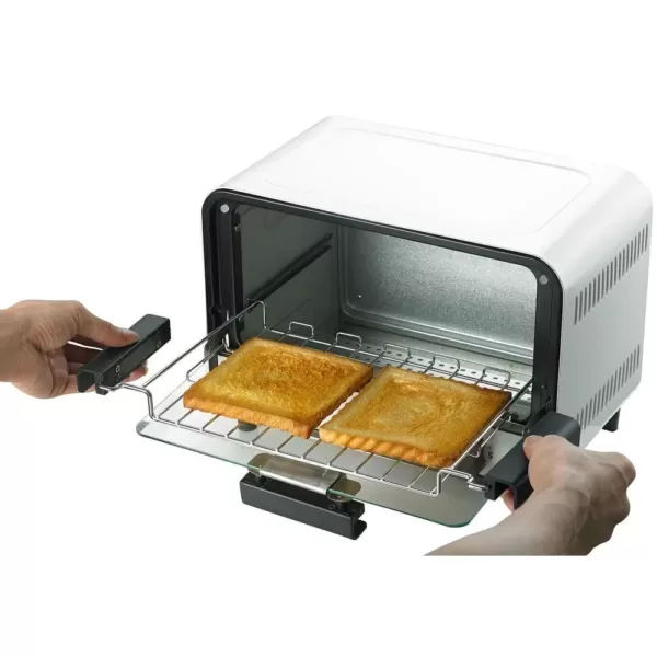 SPT Easy Grasp 800 W 2-Slice White Countertop Toaster Oven with Built-In Timer