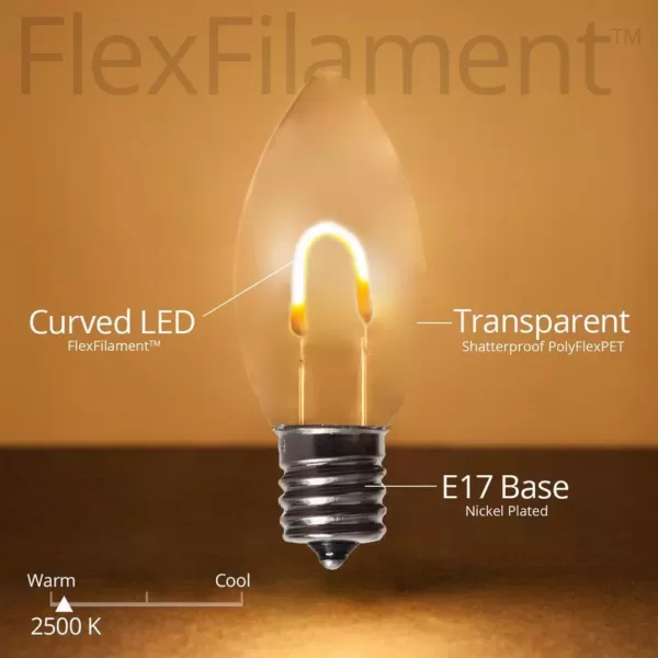 Wintergreen Lighting FlexFilament C9 LED Shatterproof Warm White Vintage Edison Replacement Light Bulbs (5-Pack)