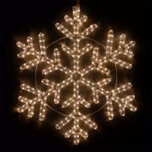 Wintergreen Lighting 24 in. 314-Light LED Warm White Hanging Snowflake Decor